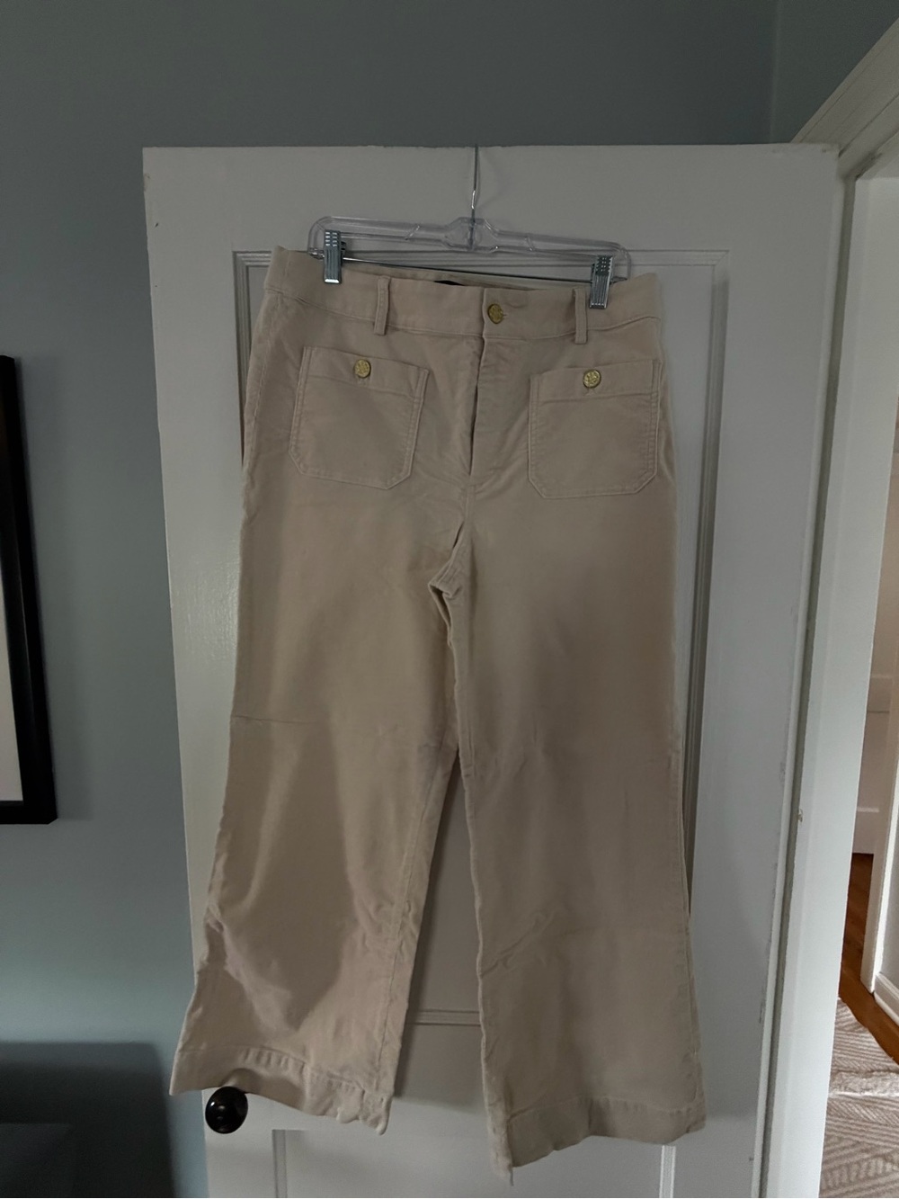 J. Crew Beige Wide-Leg Jeans with Front Patch Pockets